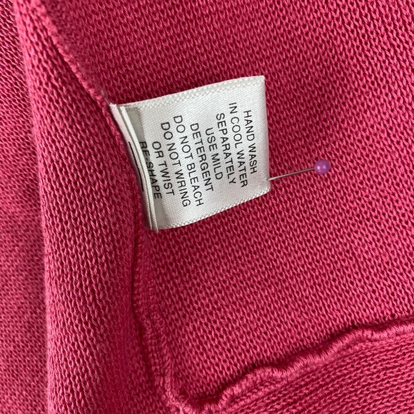 Christopher & Banks Cotton Tie Front Pink Coral Knit Sweater 3/4 Sleeves Sz Med - Picture 13 of 13